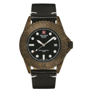 Swiss Alpine Military Herren Uhr Analog Quarz Vintage 7051.1587SAM Leder