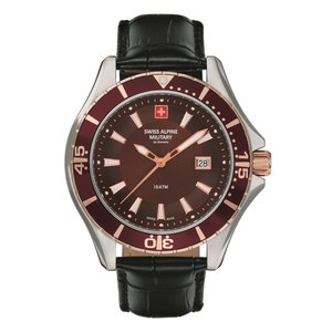 Swiss Alpine Military Herren Uhr Analog Quarz 7040.1556SAM Leder