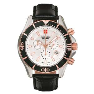 Swiss Alpine Military Herren Uhr Chronograph Analog Quarz 7040.9552SAM Leder