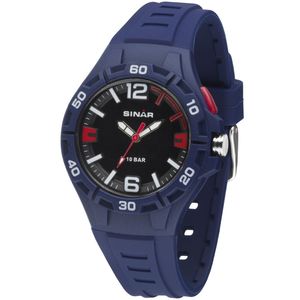 SINAR Jugenduhr Armbanduhr Analog Quarz Jungen Silikonband XB-37-2 blau rot