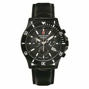 Swiss Alpine Military Herren Uhr Chronograph Analog Quarz 7022.9577SAM Leder