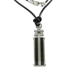 Esprit Herren Kette Leder Edelstahl Silber schwarz ESNL-11271.A50