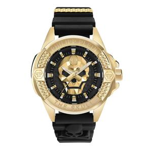 Philipp Plein Herren Uhr Analog Quarz $KULL yellow gold PWAAA0221 Silikon