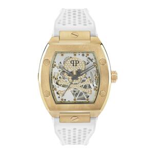 Philipp Plein Herren Uhr Automatik $KELETON gold Kristalle PWBAA0421 Silikon 