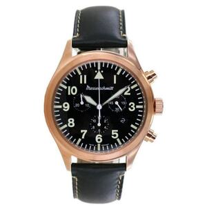 Aristo Herren Messerschmitt Uhr Chronograph ME5030-44ROSE Leder schwarz
