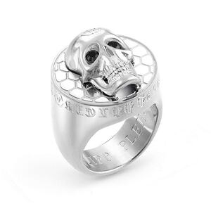 Philipp Plein Herren Ring Edelstahl silber 3D SKULL PJ8AA09R