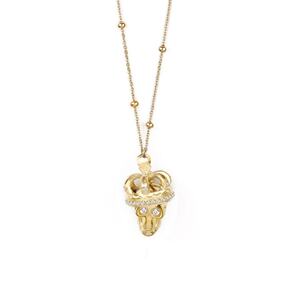 Philipp Plein Damen Kette Halskette Edelstahl IP Gold SKULL CROWN PJ4AA03NU
