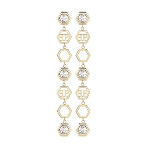 Philipp Plein Damen Ohrringe Ohrh�nger Edelstahl IP Gold HEXAGON LUX PJ5AA04EU