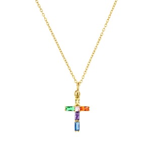s.Oliver Jewel Damen Kette Halskette Silber 925 gold Zirkonia Kreuz 2035509