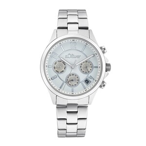 s.Oliver Damen Uhr Armbanduhr Chronograph Edelstahl Silber 2033556