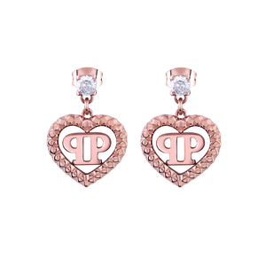 Philipp Plein Damen Ohrringe Edelstahl IP Rose Gold PLEIN ROCKED HEART PJZEA11EU