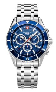 Swiss Alpine Military Herren Uhr Analog Quarz Chronograph 7034.9135SAM Edelstahl