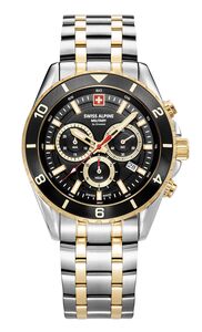 Swiss Alpine Military Herren Uhr Analog Quarz Chronograph 7034.9147SAM Edelstahl
