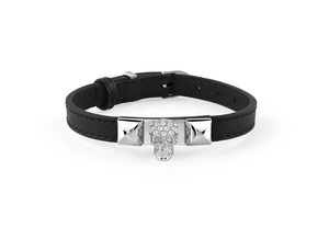 Philipp Plein Unisex Armband Leder Edelstahl silber PLEIN ENIGMA PJOEA01BU