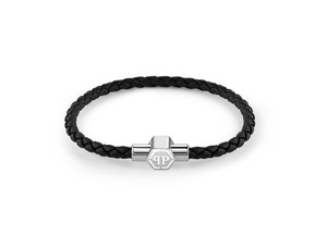 Philipp Plein Herren Armband Leder Edelstahl silber PLEIN ENIGMA S PJOEA04BS