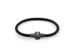 Philipp Plein Herren Armband Leder Edelstahl IP Gun PLEIN ENIGMA S PJOEA06BS