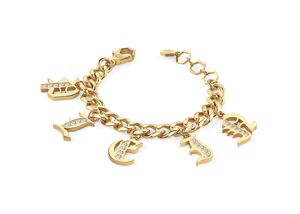 Philipp Plein Damen Armband Armkette Edelstahl IP Gold LETTERING PJ1AA21BU