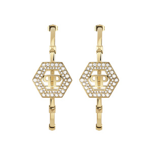 Philipp Plein Damen Ohrringe Creolen Edelstahl IP Gold PLEIN LEGACY PJREA03EU