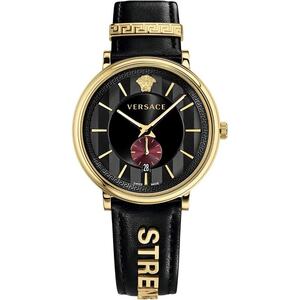 Versace Herren Uhr Armbanduhr V-Circle VBQ050017 Leder