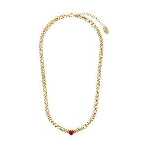 s.Oliver Jewel Damen Kette Halskette Edelstahl Gold Herz Zirkonia rot 2040608