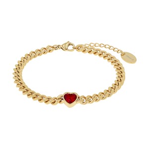 s.Oliver Jewel Damen Armband Armkette Edelstahl Gold Herz Zirkonia rot 2040609