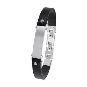 s.Oliver Jewel Herren Armband Leder Edelstahl schwarz silber 2040620
