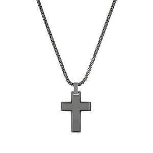s.Oliver Jewel Herren Kette Edelstahl grau Kreuz 2040627 