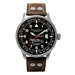 Aristo Herren Messerschmitt Uhr Fliegeruhr Automatik ME-209-A Leder
