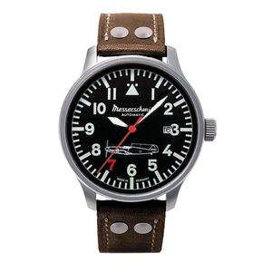 Aristo Herren Messerschmitt Uhr Fliegeruhr Rote 7 Automatik 109-42R7-A Leder