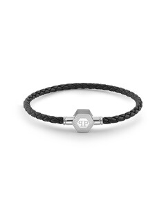 Philipp Plein Herren Armband Leder Edelstahl silber PLEIN ENIGMA S PJ6GA02BS
