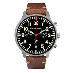 Aristo Herren Messerschmitt Uhr Fliegeruhr Chronograph ME-3H270-VL Leder
