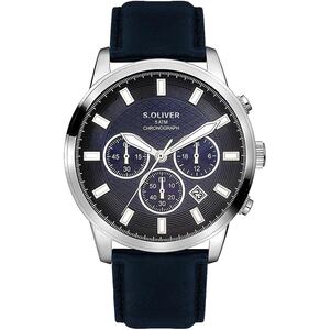 s.Oliver Herren Uhr Armbanduhr Chronograph Leder SO-4408-LC
