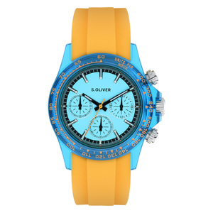s.Oliver Herren Uhr Armbanduhr Chronograph Silikon SO-4601-PC