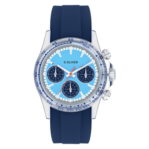 s.Oliver Herren Uhr Armbanduhr Chronograph Silikon SO-4602-PC