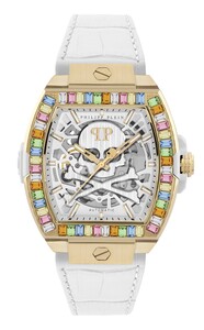 Philipp Plein Damen Uhr Automatik THE SKELETON BAGUETTES PWJHA0326 Leder
