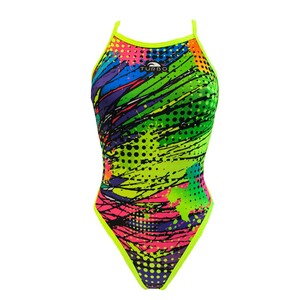 Turbo Badeanzug Damen Sport Kriptonie mit offenem Rcken und V-frmigem Trgersystem