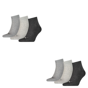 6 Paar Puma Unisex Quarter Socken Sneaker Gr. 35 - 49  f�r Damen Herren F��linge
