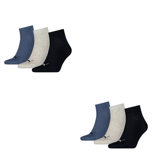 6 Paar Puma Unisex Quarter Socken Sneaker Gr. 35 - 49  f�r Damen Herren F��linge