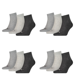 12 Paar Puma Unisex Quarter Socken Sneaker Gr. 35 - 49  f�r Damen Herren F��linge