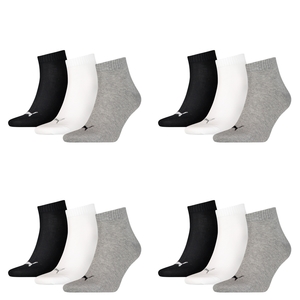 12 Paar Puma Unisex Quarter Socken Sneaker Gr. 35 - 49  f�r Damen Herren F��linge