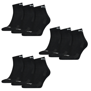 9 Paar Puma Quarter Socken mit Frottee-Sohle Gr. 35 - 46 Unisex Cushioned Kurzsocken
