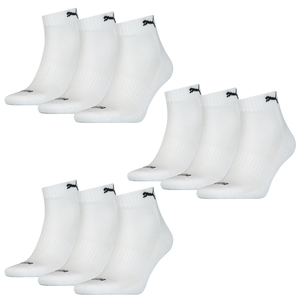 9 Paar Puma Quarter Socken mit Frottee-Sohle Gr. 35 - 46 Unisex Cushioned Kurzsocken