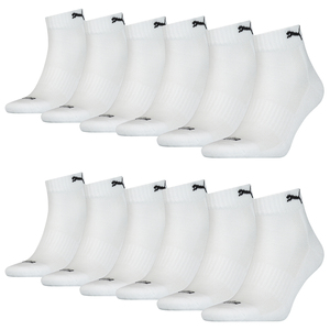 12 Paar Puma Quarter Socken mit Frottee-Sohle Gr. 35 - 46 Unisex Cushioned Kurzsocken