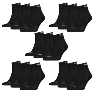 15 Paar Puma Quarter Socken mit Frottee-Sohle Gr. 35 - 46 Unisex Cushioned Kurzsocken