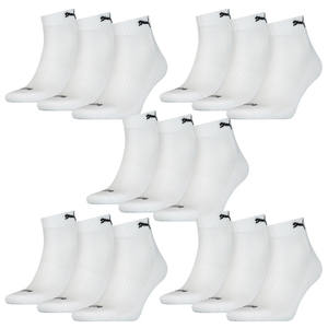 15 Paar Puma Quarter Socken mit Frottee-Sohle Gr. 35 - 46 Unisex Cushioned Kurzsocken