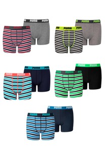 Puma Basic Boxer Printed Stripes Boxershorts Jungen Kinder Unterhose 2 er Pack 