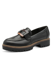 Tamaris Damen Leder Slipper 1-24722-43 003 Frauen Loafer Schuhe M2472243 schwarz
