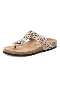 Tamaris Damen Zehensteg-Pantolette 1-27522-42 490 Schuhe M2752242 Beige/Leopard