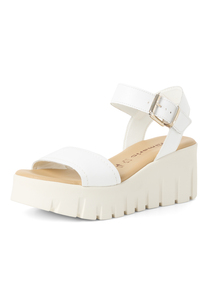Tamaris Damen Leder Sandalette 1-28712-42-117 Frauen Schuhe Keilabsatz wei�