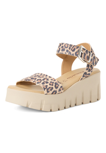 Tamaris Damen Leder Sandalette 1-28712-42-3A0 Frauen Schuhe Keilabsatz Leopard